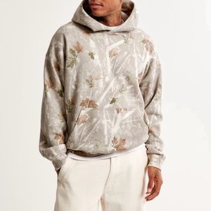 THE Viral Abercrombie & Fitch Essential Popover Off-White Camo Hoodie
